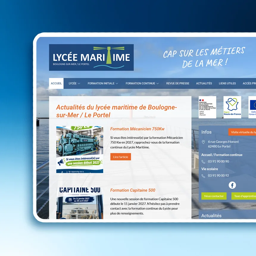 Lycée Maritime réalisé par l'agence web Coteo
