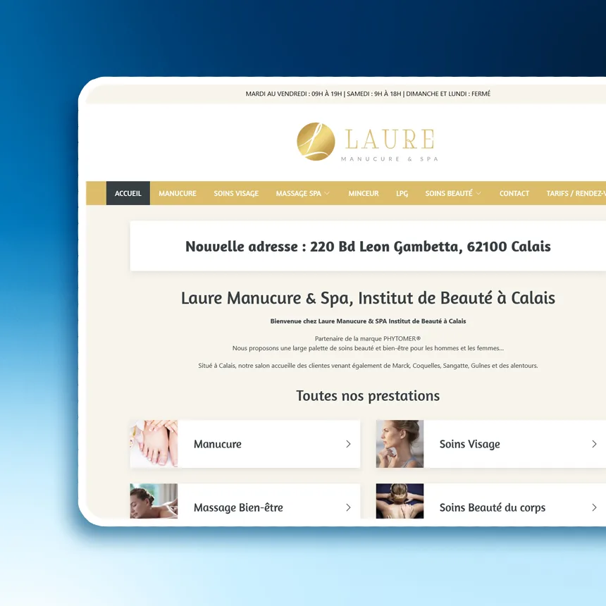Laura Manucure & Spa réalisé par l'agence web Coteo