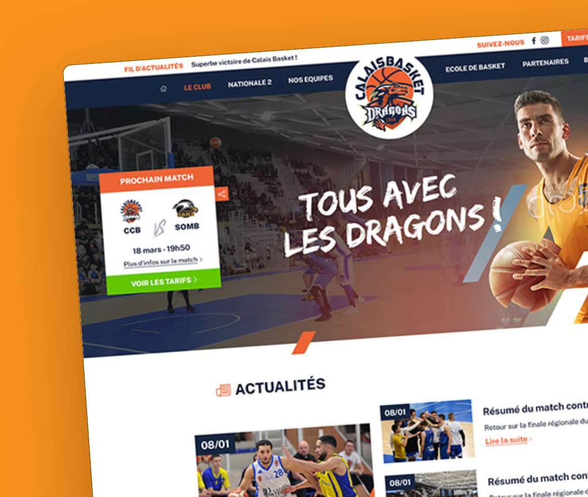 Calais Basket réalisé par l'agence web Coteo