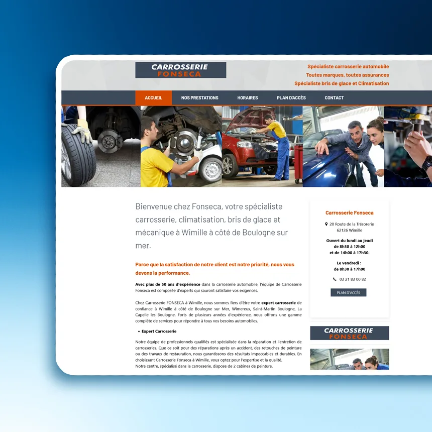 Carrosserie Fonseca réalisé par l'agence web Coteo