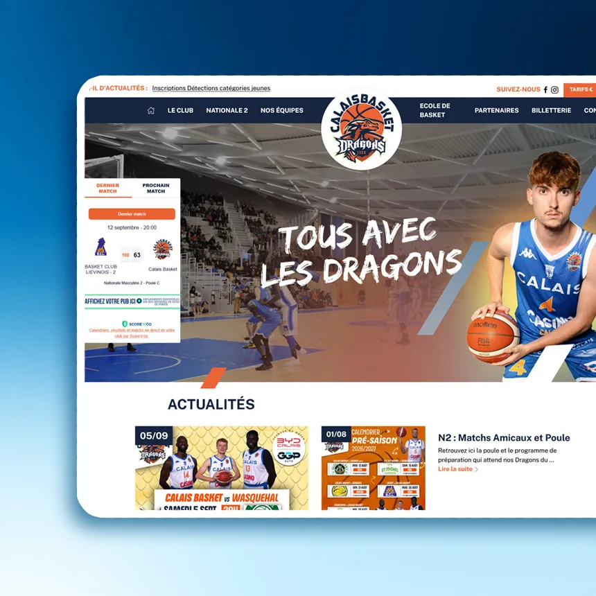 Calais Basket réalisé par l'agence web Coteo