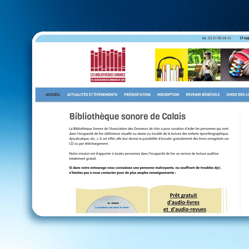 Bibliothèque Sonore de Calais réalisé par l'agence web Coteo