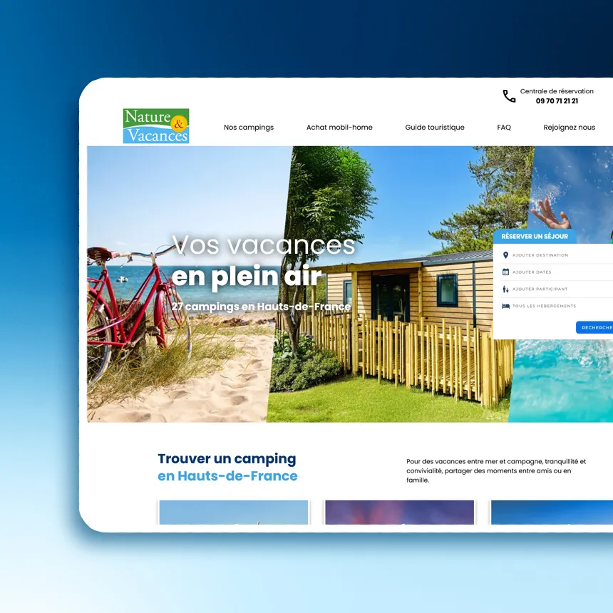 Groupe Nature & Vacances réalisé par l'agence web Coteo