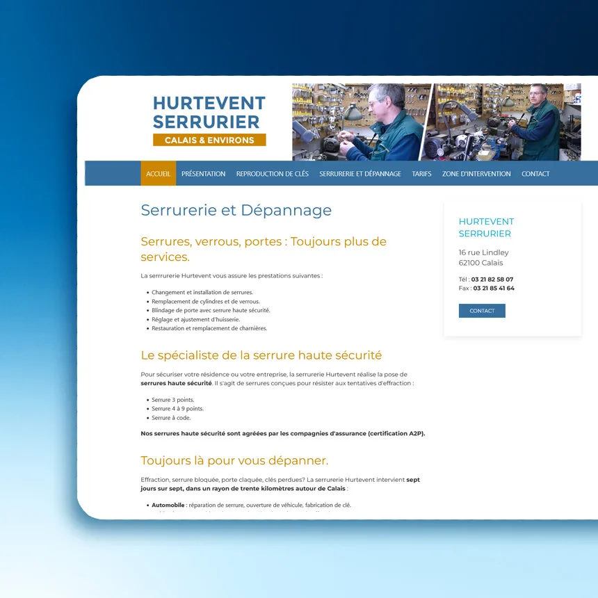 Serrurerie Hurtevent réalisé par l'agence web Coteo