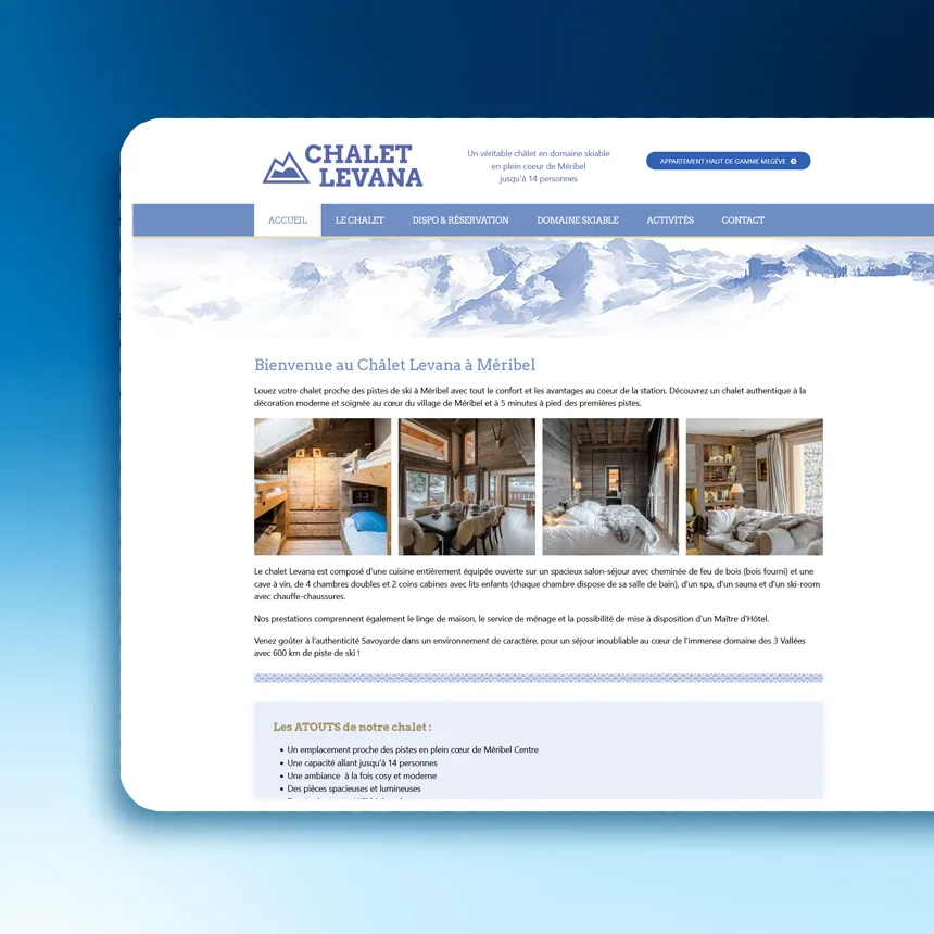 Chalet Levana réalisé par l'agence web Coteo