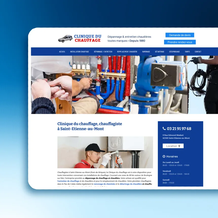 Clinique du Chauffage réalisé par l'agence web Coteo