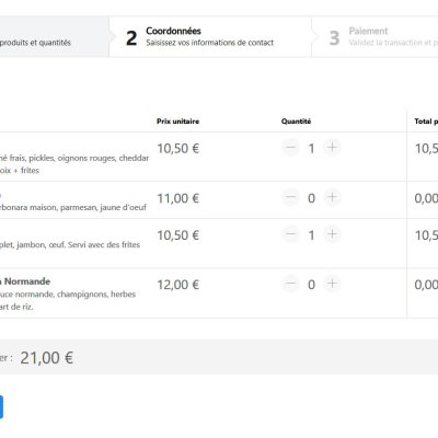 Ajout des produits désirés