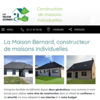 Maquette home page en version mobile nouveau site internet du constructeur Maison Bernard