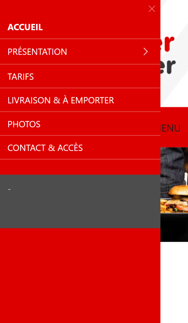 Menu mobile ouvert