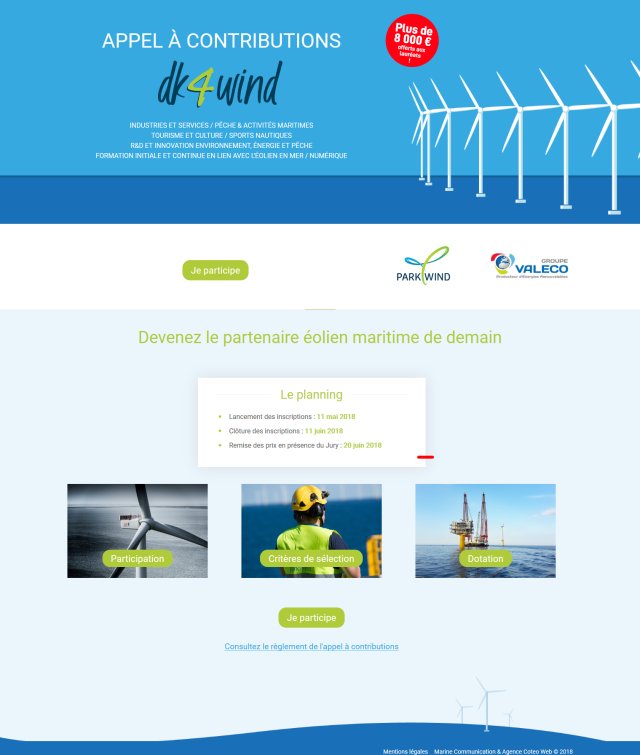 Création graphique de la landing page du projet dk4wind